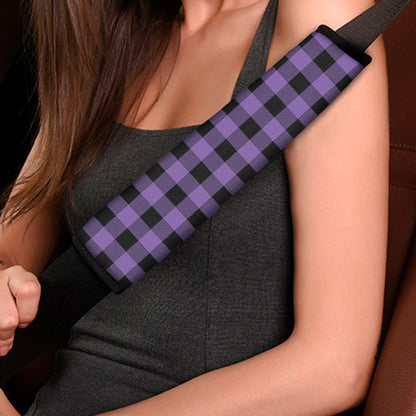 Purple And Black Buffalo Check Print Car Seat Belt Covers