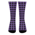 Purple And Black Buffalo Check Print Crew Socks