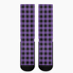 Purple And Black Buffalo Check Print Crew Socks