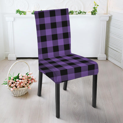 Purple And Black Buffalo Check Print Dining Chair Slipcover