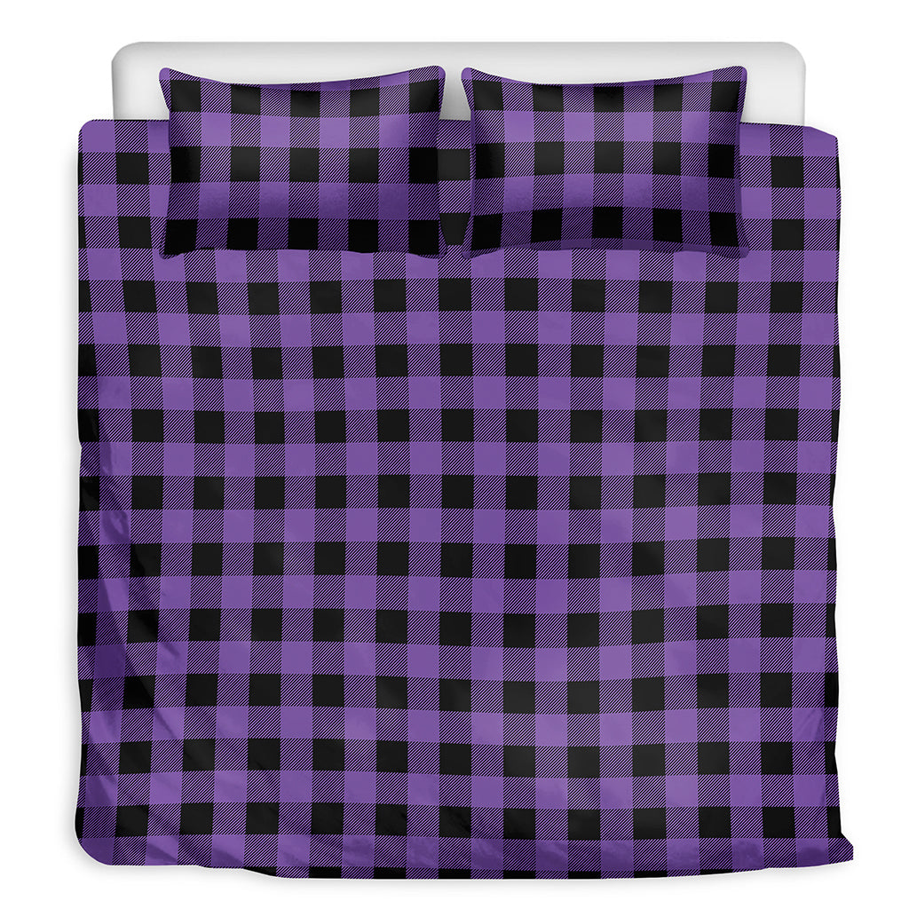 Purple And Black Buffalo Check Print Duvet Cover Bedding Set