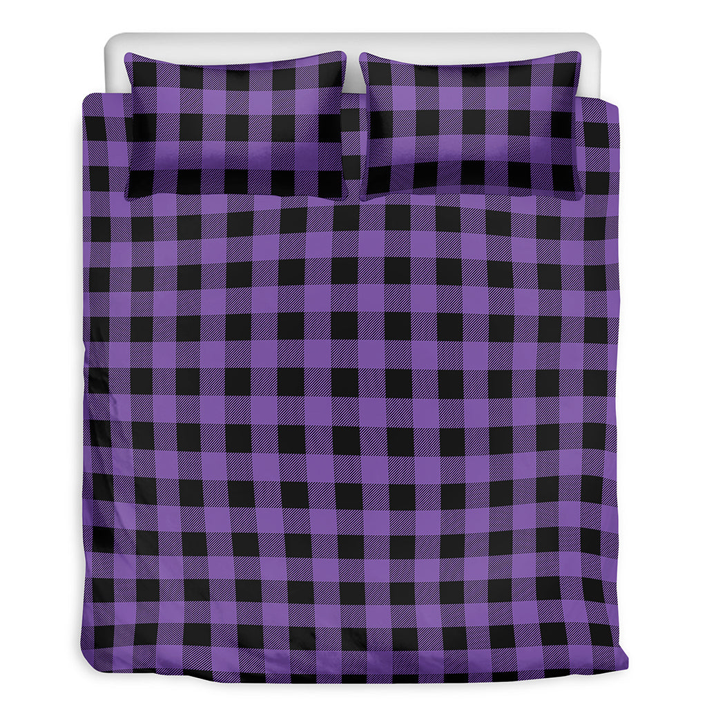 Purple And Black Buffalo Check Print Duvet Cover Bedding Set