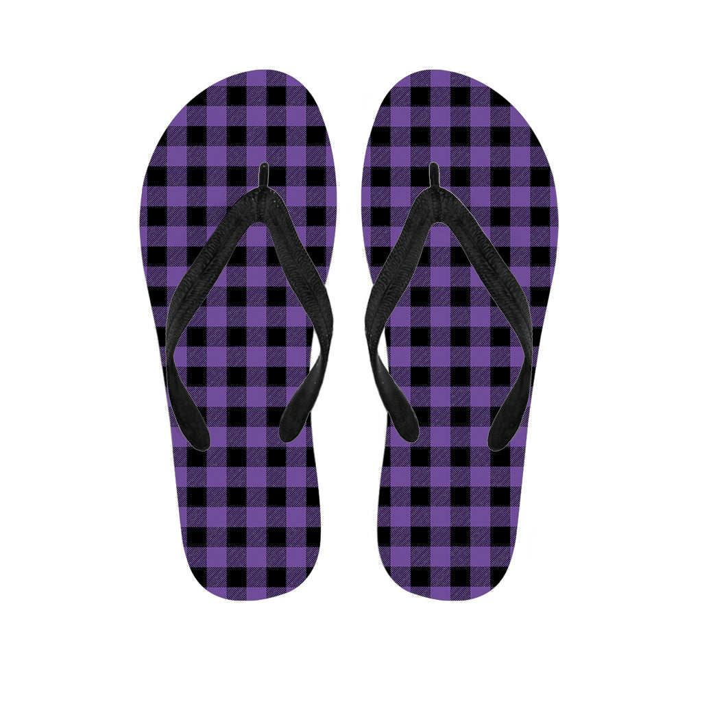 Purple And Black Buffalo Check Print Flip Flops