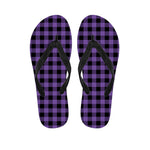Purple And Black Buffalo Check Print Flip Flops