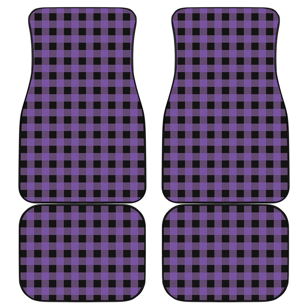 Purple And Black Buffalo Check Print Front and Back Car Floor Mats