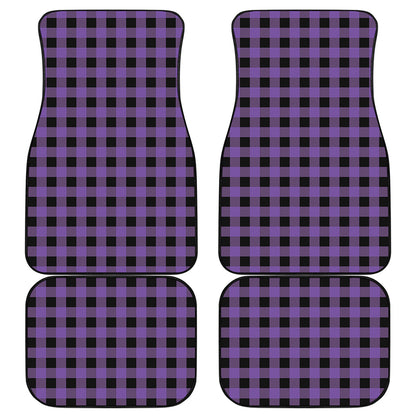 Purple And Black Buffalo Check Print Front and Back Car Floor Mats