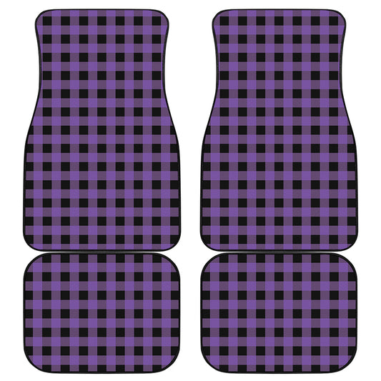 Purple And Black Buffalo Check Print Front and Back Car Floor Mats