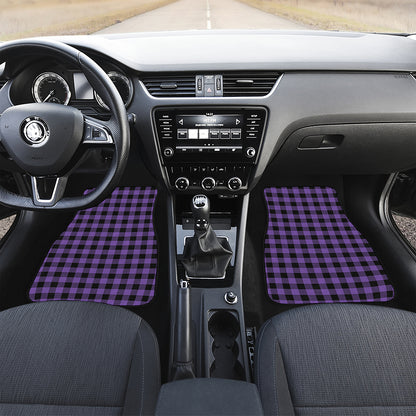 Purple And Black Buffalo Check Print Front and Back Car Floor Mats