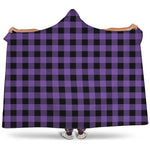 Purple And Black Buffalo Check Print Hooded Blanket