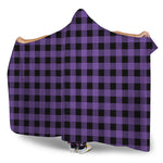 Purple And Black Buffalo Check Print Hooded Blanket