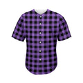 Purple And Black Buffalo Check Print Men's Baseball Jersey