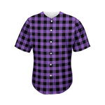 Purple And Black Buffalo Check Print Men's Baseball Jersey