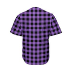 Purple And Black Buffalo Check Print Men's Baseball Jersey