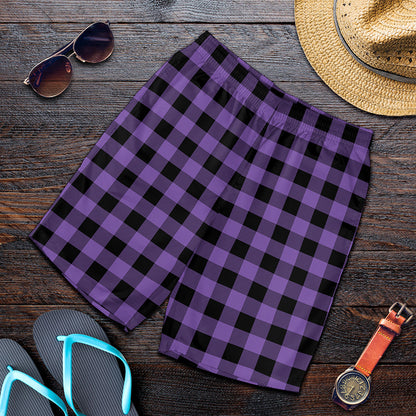 Purple And Black Buffalo Check Print Men's Shorts