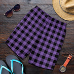 Purple And Black Buffalo Check Print Men's Shorts