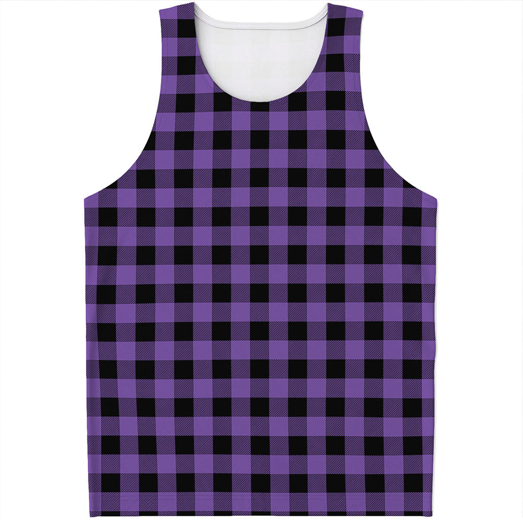 Purple And Black Buffalo Check Print Men's Tank Top