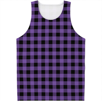 Purple And Black Buffalo Check Print Men's Tank Top