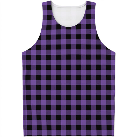Purple And Black Buffalo Check Print Men's Tank Top
