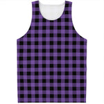 Purple And Black Buffalo Check Print Men's Tank Top