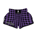 Purple And Black Buffalo Check Print Muay Thai Boxing Shorts