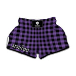 Purple And Black Buffalo Check Print Muay Thai Boxing Shorts