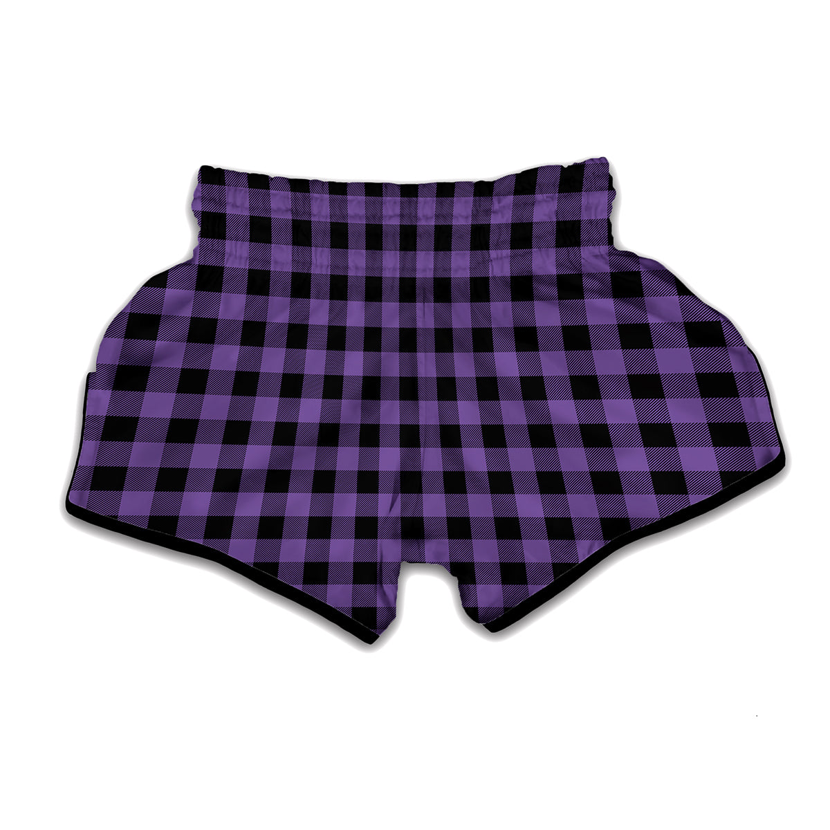 Purple And Black Buffalo Check Print Muay Thai Boxing Shorts