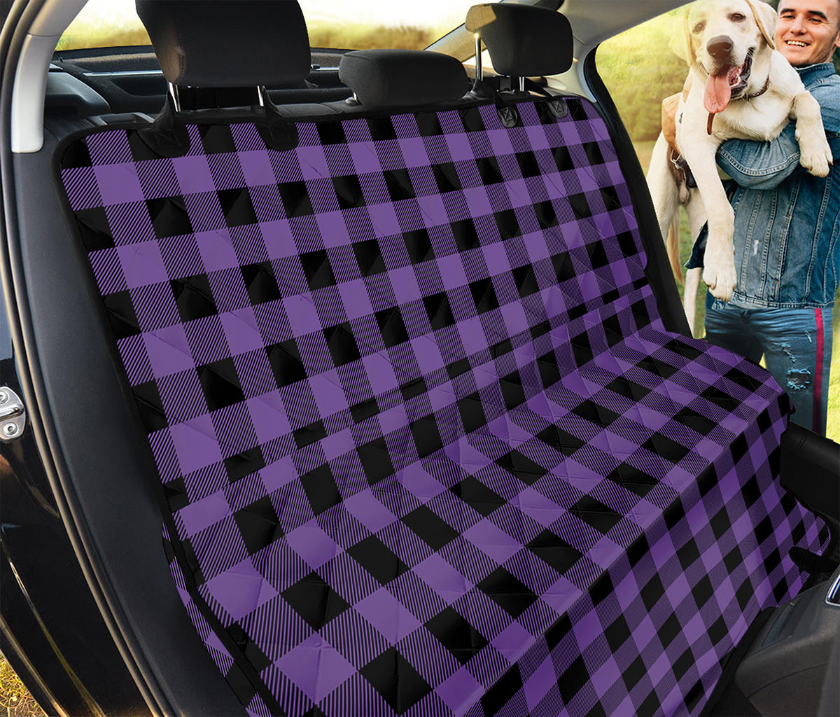 Purple And Black Buffalo Check Print Pet Car Back Seat Cover