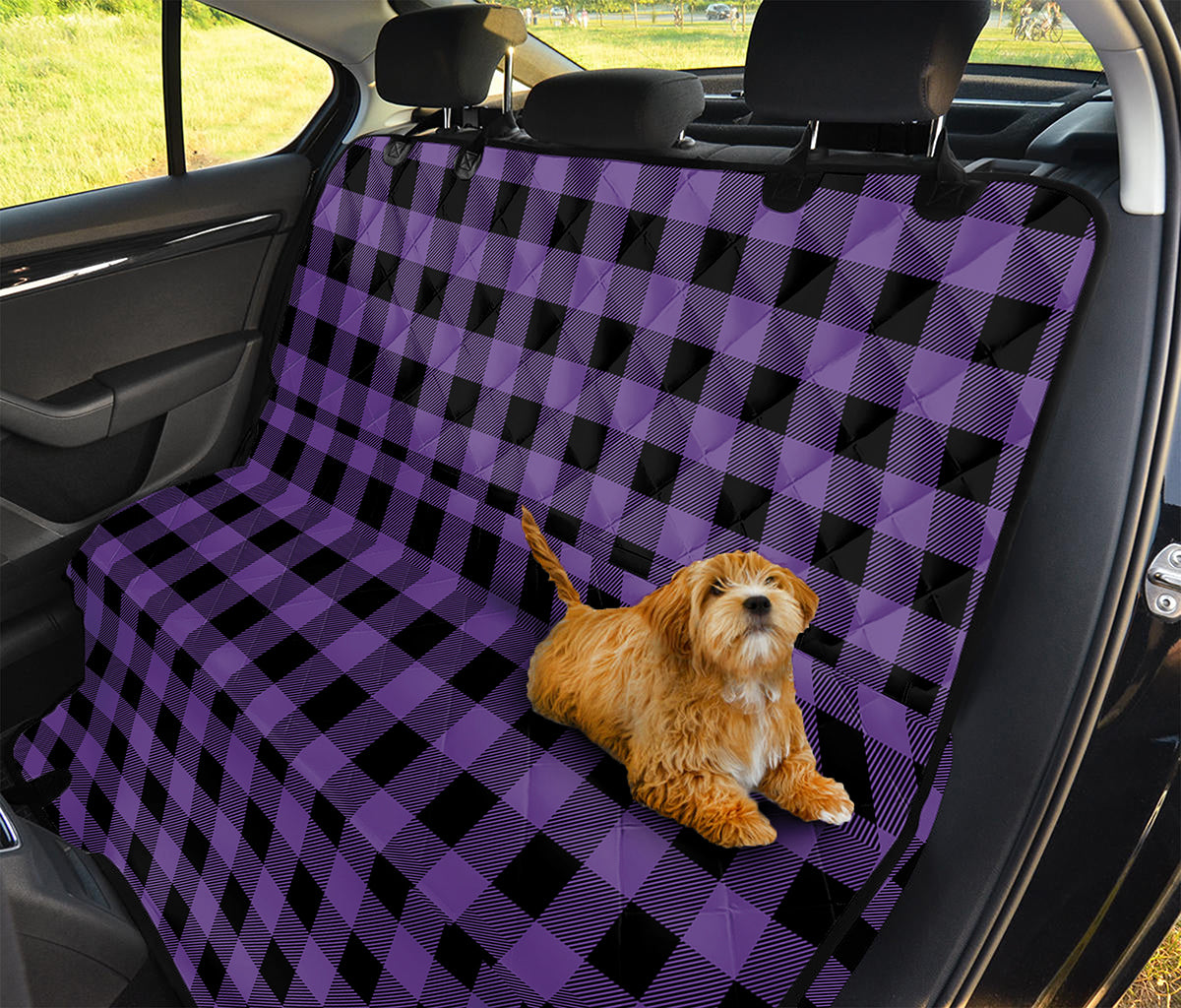Purple And Black Buffalo Check Print Pet Car Back Seat Cover