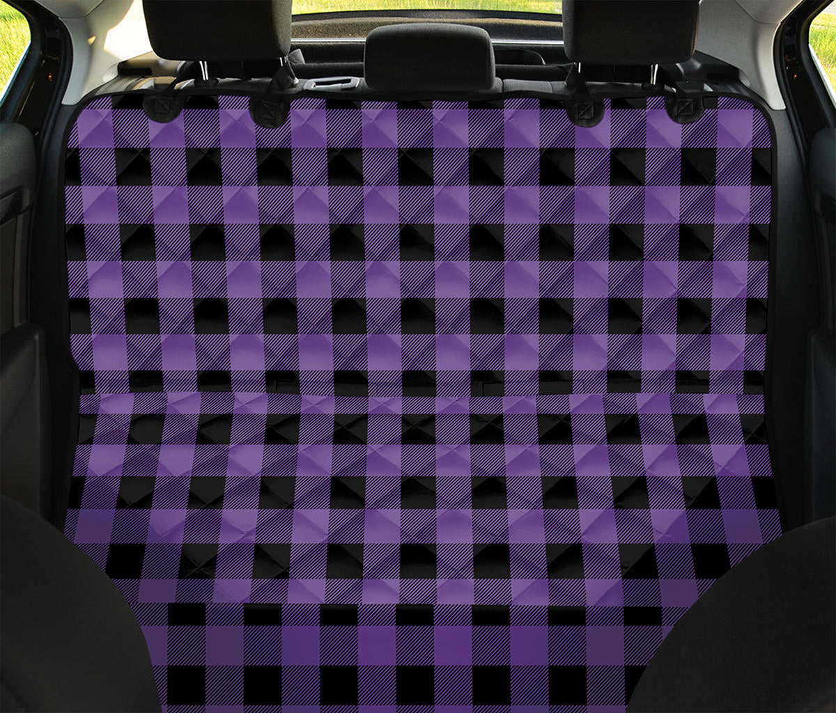 Purple And Black Buffalo Check Print Pet Car Back Seat Cover