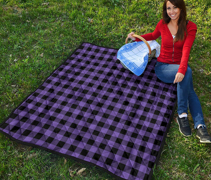 Purple And Black Buffalo Check Print Quilt