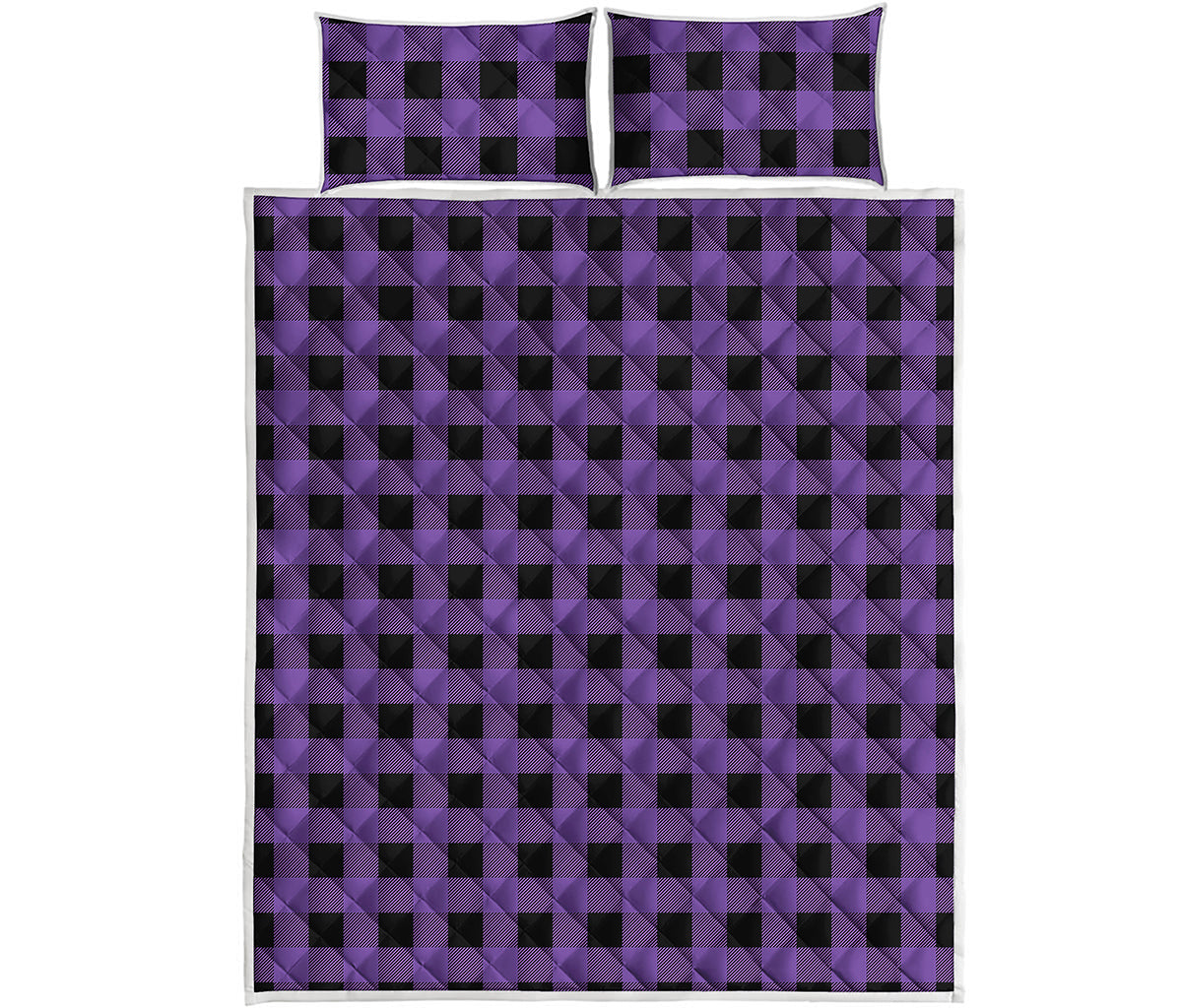 Purple And Black Buffalo Check Print Quilt Bed Set