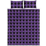 Purple And Black Buffalo Check Print Quilt Bed Set