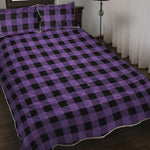 Purple And Black Buffalo Check Print Quilt Bed Set