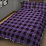 Purple And Black Buffalo Check Print Quilt Bed Set
