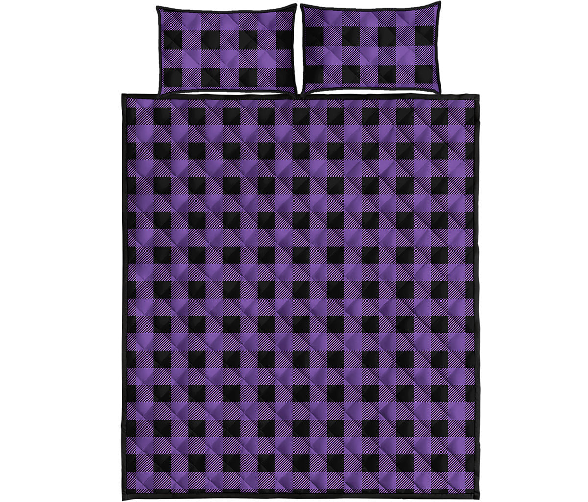 Purple And Black Buffalo Check Print Quilt Bed Set