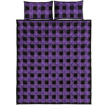 Purple And Black Buffalo Check Print Quilt Bed Set