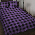 Purple And Black Buffalo Check Print Quilt Bed Set