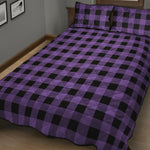 Purple And Black Buffalo Check Print Quilt Bed Set