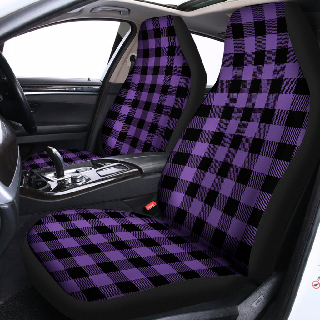 Purple And Black Buffalo Check Print Universal Fit Car Seat Covers