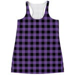 Purple And Black Buffalo Check Print Women's Racerback Tank Top