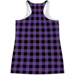 Purple And Black Buffalo Check Print Women's Racerback Tank Top