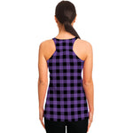 Purple And Black Buffalo Check Print Women's Racerback Tank Top