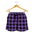 Purple And Black Buffalo Check Print Women's Shorts