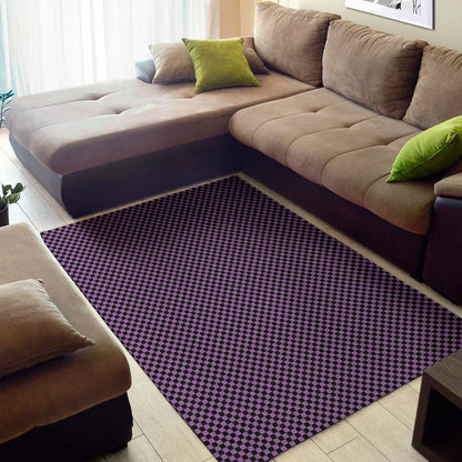 Purple And Black Checkered Pattern Print Area Rug