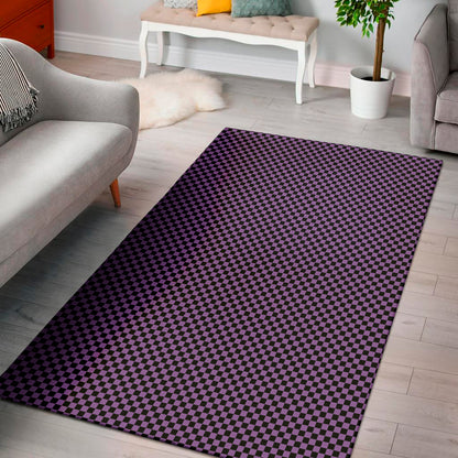 Purple And Black Checkered Pattern Print Area Rug