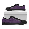 Purple And Black Checkered Pattern Print Black Low Top Sneakers