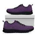 Purple And Black Checkered Pattern Print Black Running Shoes