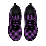 Purple And Black Checkered Pattern Print Black Sneakers