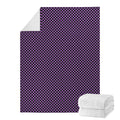 Purple And Black Checkered Pattern Print Blanket