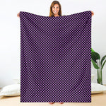 Purple And Black Checkered Pattern Print Blanket